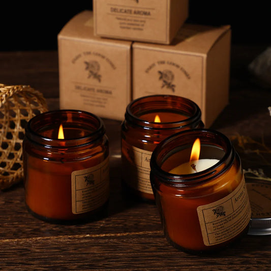 Brown Glass candles with soy wax